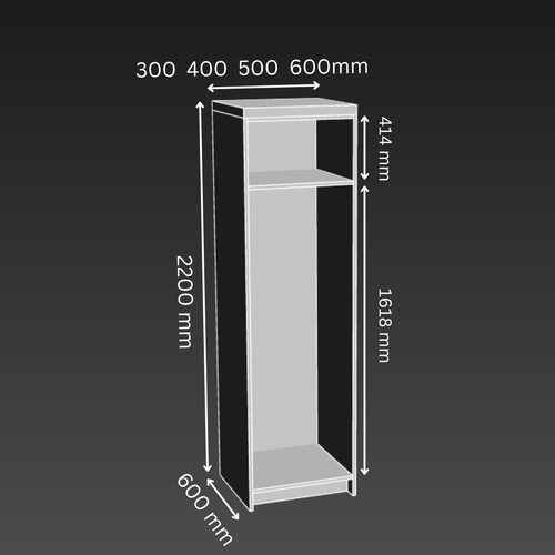 1 Door 1 Layer Internal Drawer Kitchen Tower Cabinet - W300×D600×H2200mm - Wood