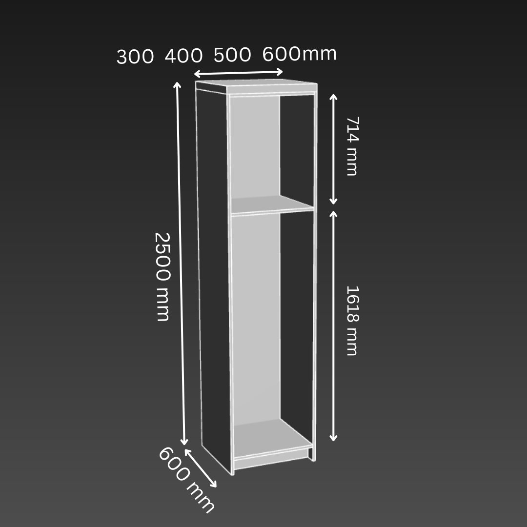 1 Door 1 Layer Internal Drawer Kitchen Tower Cabinet - W300×D600×H2500mm - Wood