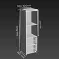 1 Door 2 Drawer Kitchen Tower Cabinet - D600mm