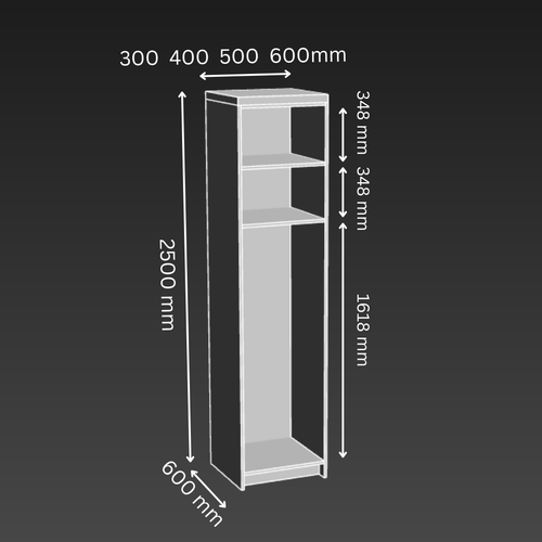 1 Door 2 Layer Internal Drawer Kitchen Tower Cabinet - D600mm