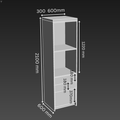 1 Door 3 Drawer Kitchen Tower Cabinet - D600mm