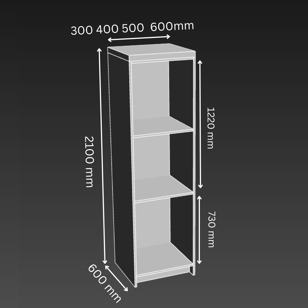 2 Door 0 Drawer Kitchen Tower Cabinet - D600mm