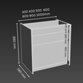3 Drawer Abc Kitchen Base Cabinet - D580mm