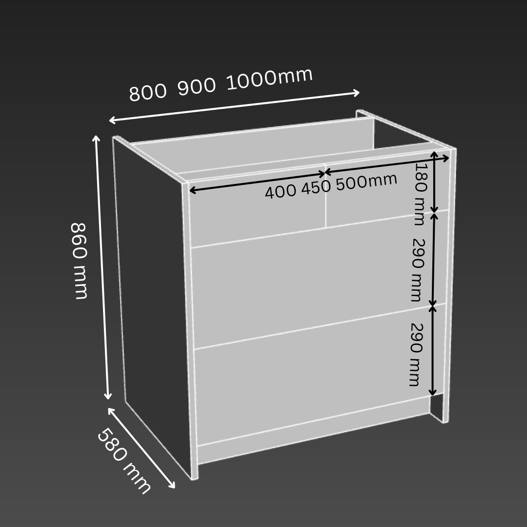4 Drawer Mix Layer 2bb Kitchen Base Cabinet - D580mm