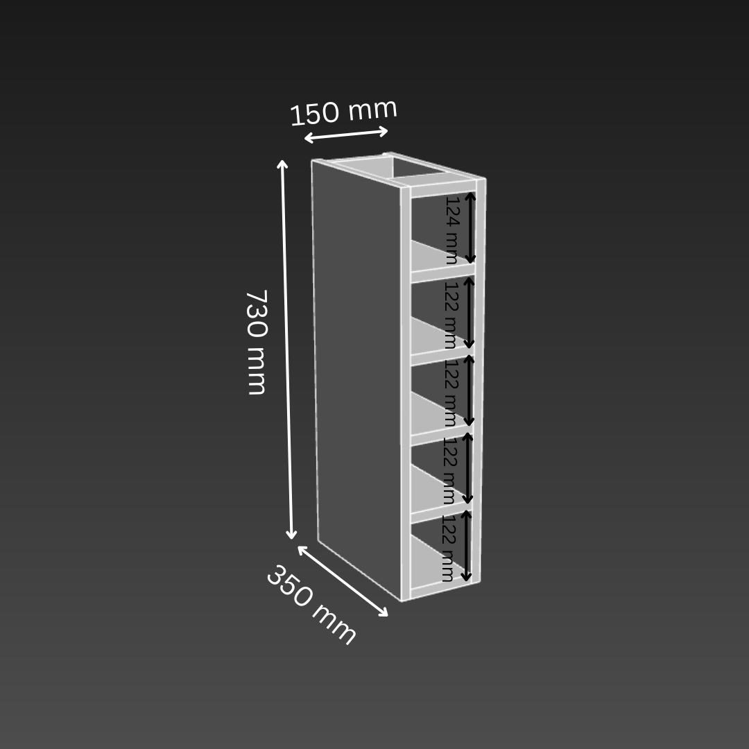 5 Layer Wine Rack Kitchen Wall Cabinet - D350mm