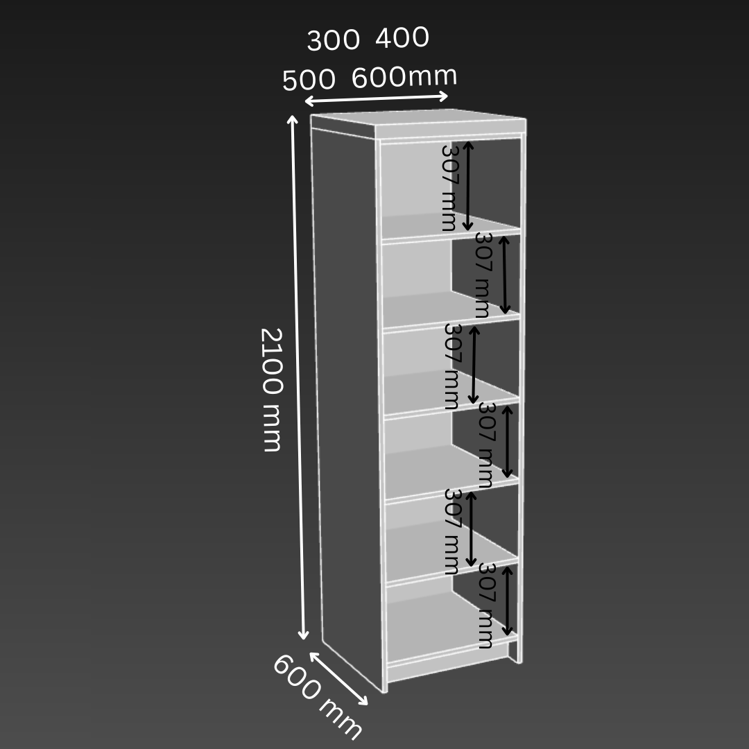 Open Shelves 6 Layers Kitchen Tower Cabinet - D600mm