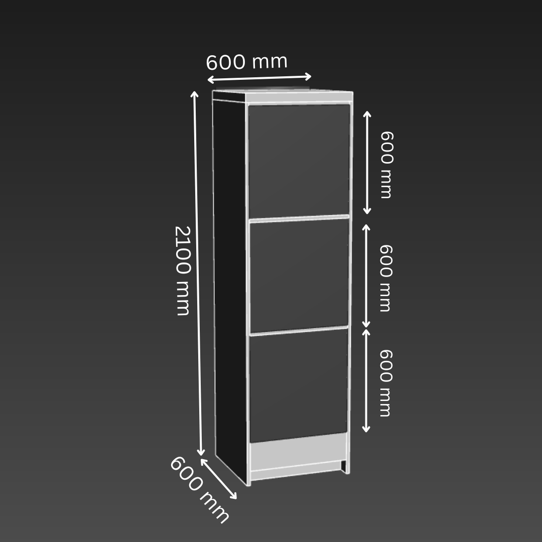 Triple Oven 2 Drawer Kitchen Tower Cabinet - D600mm