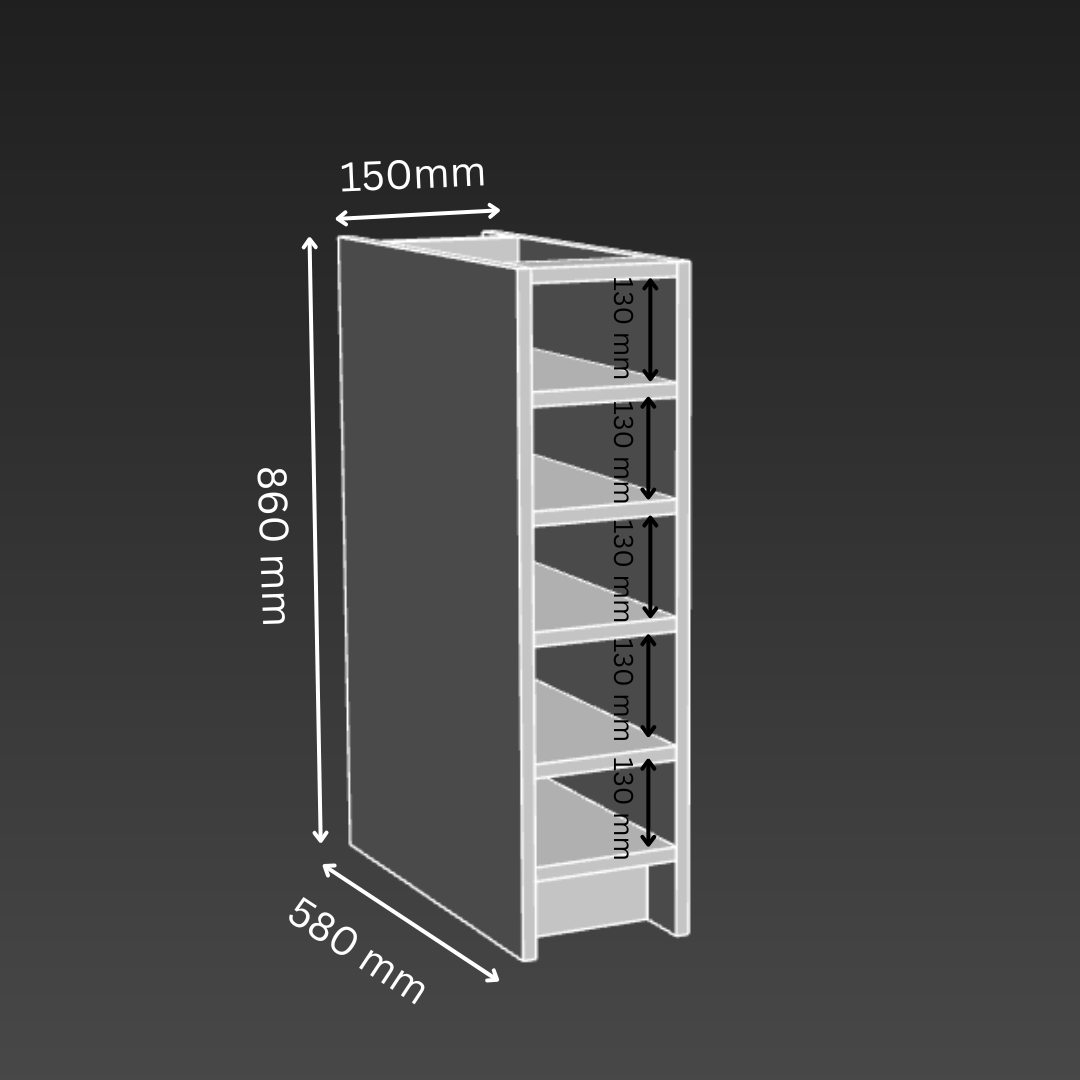 Wine 5 Layer Open Shelves Kitchen Base Cabinet - D580mm